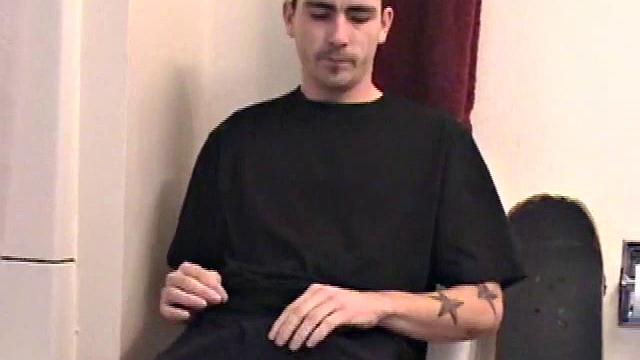 Dan grabs the lube and gets ready to beat off in the bathroom. After working up a stiff one, he strokes with determination, until it squirts fresh warm cum all over his tummy.