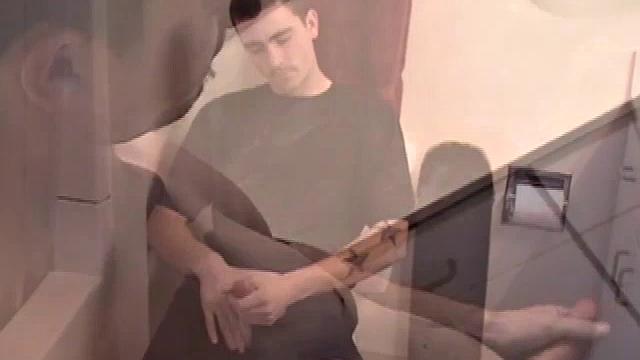 Dan grabs the lube and gets ready to beat off in the bathroom. After working up a stiff one, he strokes with determination, until it squirts fresh warm cum all over his tummy.