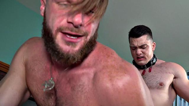 Collared hunk barebacking muscle butt from behind