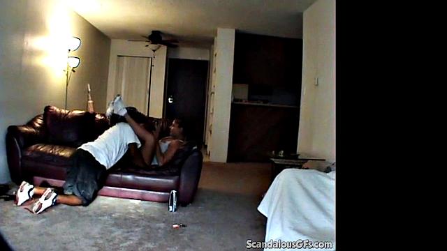 Big Tits Girlfriend fucked in a cozy room with black guy