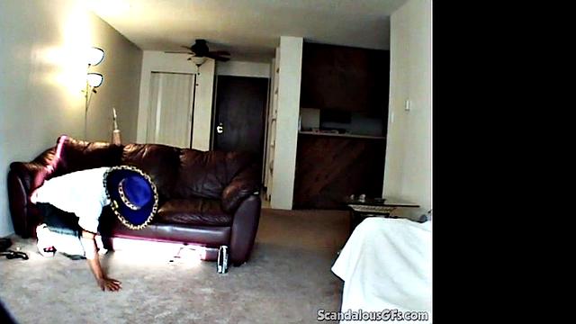 Big Tits Girlfriend fucked in a cozy room with black guy