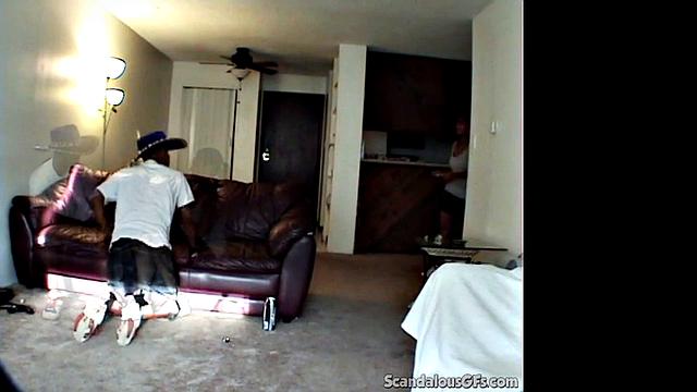 Big Tits Girlfriend fucked in a cozy room with black guy