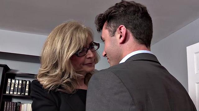 Busty mature cougar gets pussy nailed by office associate