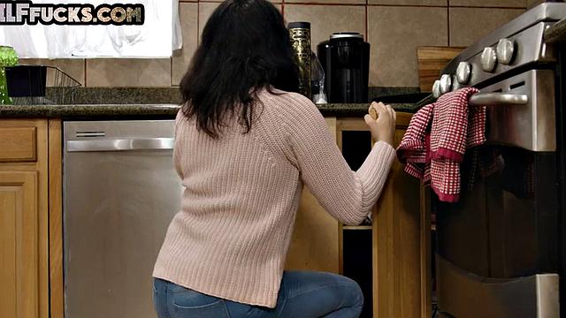 Stunning GILF riding cock in the kitchen