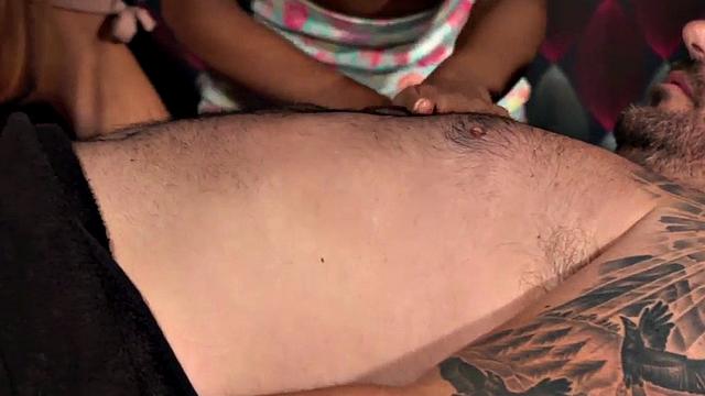 CFNM masseuse sucks cock in group BJ and HJ session