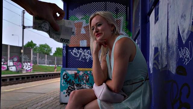 Picked up big tit babe sucking and riding before spoon fucked