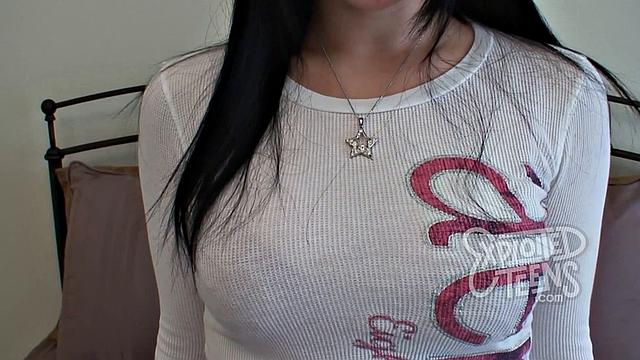 Nervous first timer with a fat ass and perfect tits sucks cock