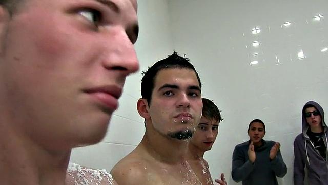 Straight college guys fuck after shower and fun