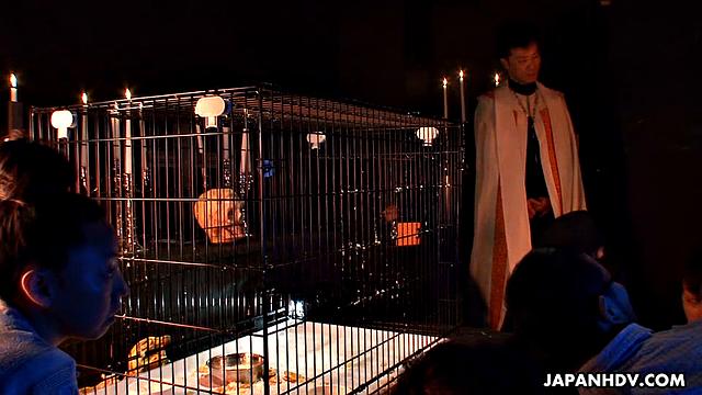 Slutty babe gets rammed during a mass