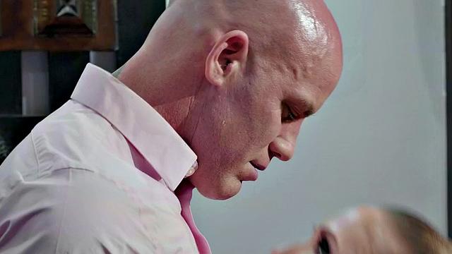 Boss pounds busty secretary's tight pussy in the office