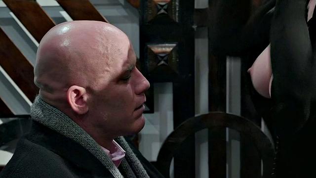 Boss pounds busty secretary's tight pussy in the office