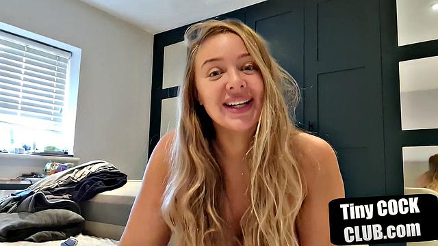 Bigtit sph domina teases small cocks while showing off tits.