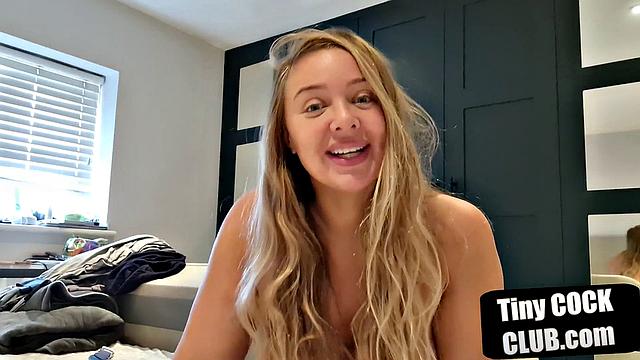 Bigtit sph domina teases small cocks while showing off tits.