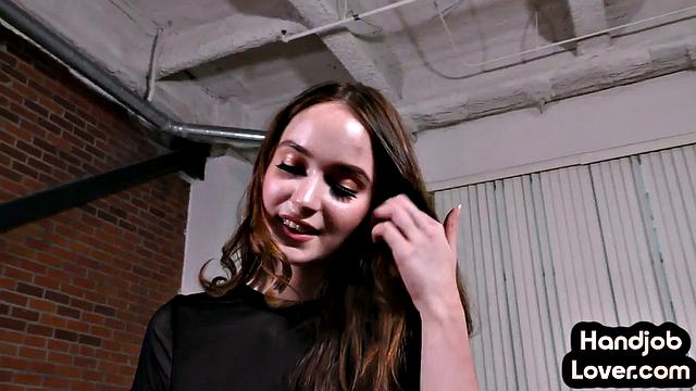 Hj loving cute babe wanking big dick