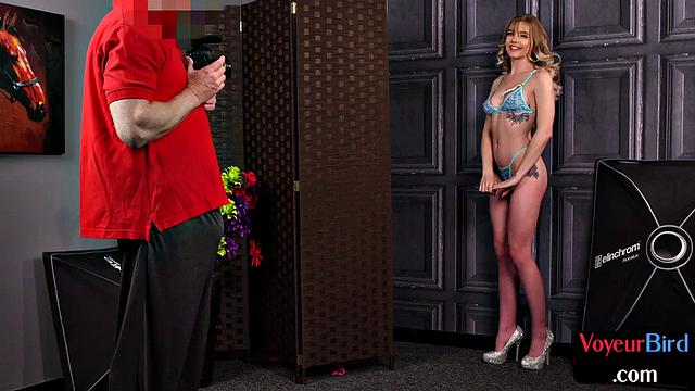 Teasing voyeur in lingerie