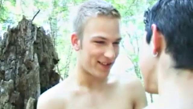 Young Star takes a walk with his buddy and they find a fort to swap blowjobs in. Then the two boys jump in the river and fuck. The buddy fucks Star in a multitude of positions, before they lay side-by-side and cum simultaneously.