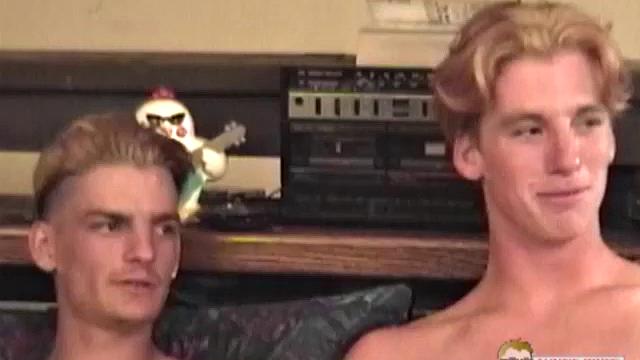 Straight boys Junior and Jason are back for some more side-by-side jerk off fun. This time they're kicked back on Auntie Bob's bed watching porn, in nothing but their boxers.