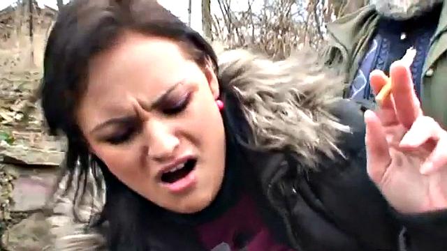 Teen doggystyled in public fuck