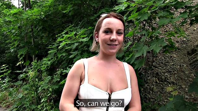 Student goes wild sucking and fucking for cash in the open air