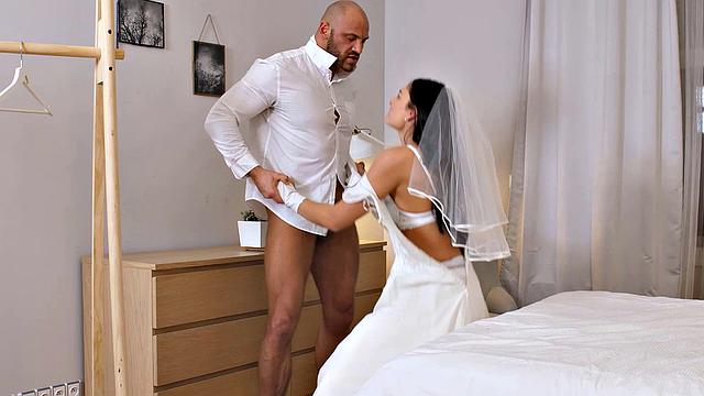 RIM4K. Happy chick lures groom into sex, she licks his ass