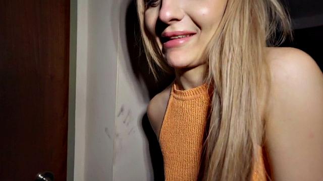 Blonde Euro babe with natural tits gets fucked in public