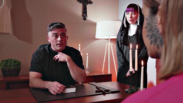 Inked nun anally pounded in church by her lucky priest