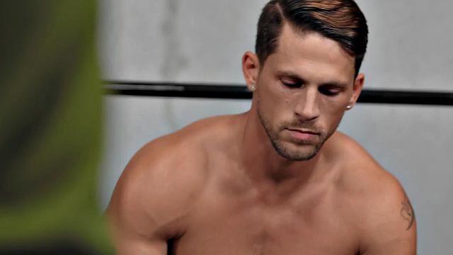 Ripped asslicks and barebacks stud on bench press