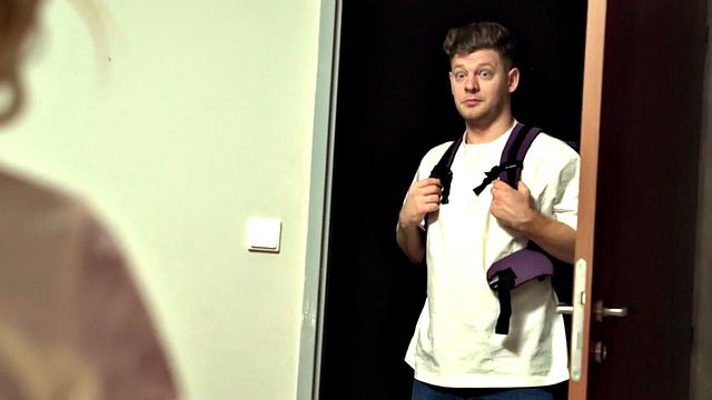 Euro hottie lapdances before riding in wild threesome with cowgirl, kissing, and more!