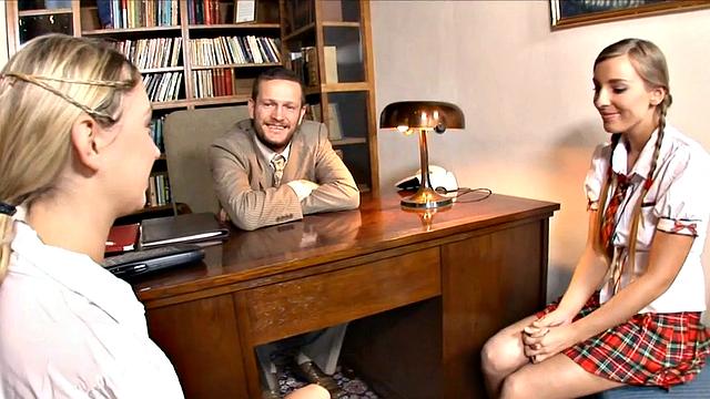 Lesbian girl kissing and Fucking threesome with admin