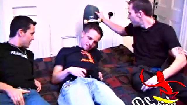 These three are so horny, they strip off their pants and start playing with their cocks. Before long, Chase is busy sucking Kent's dick, and Kent takes JC into his mouth. Kent fingers his asshole in anticipation of getting by Chase.