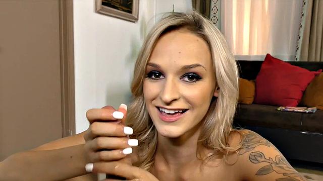 HJ tattooed domina teasing BF in amateur POV