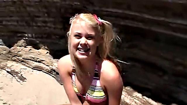 Little Summer Fingered in Pussy Closeup at the Beach