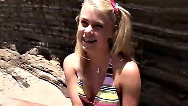 Little Summer Fingered in Pussy Closeup at the Beach