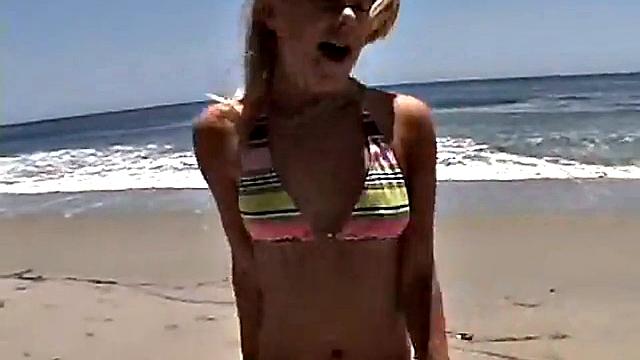 Little Summer Fingered in Pussy Closeup at the Beach