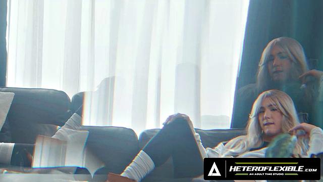 HETEROFLEXIBLE - Femboy Axelle Rose Rides Hot Neighbor Dick After He Tore His Pants