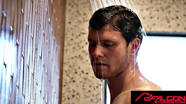 FalconStudios - Hot JOCK STROKES His Uncut Cock In Shower