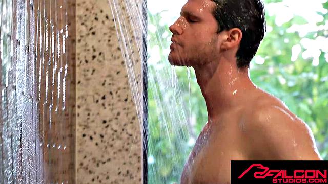 FalconStudios - Hot JOCK STROKES His Uncut Cock In Shower