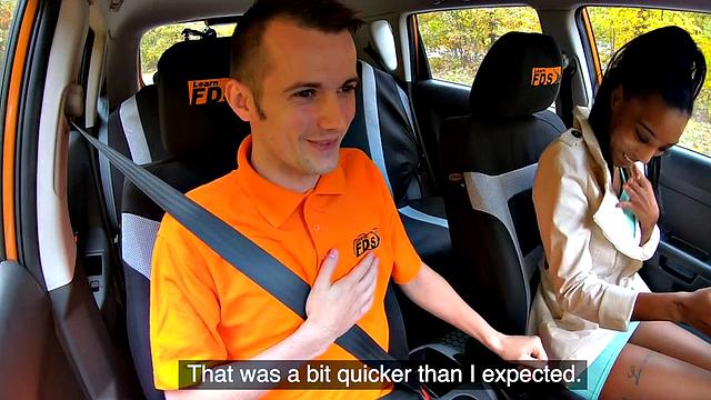 Amateur ebony student smashed in the backseat