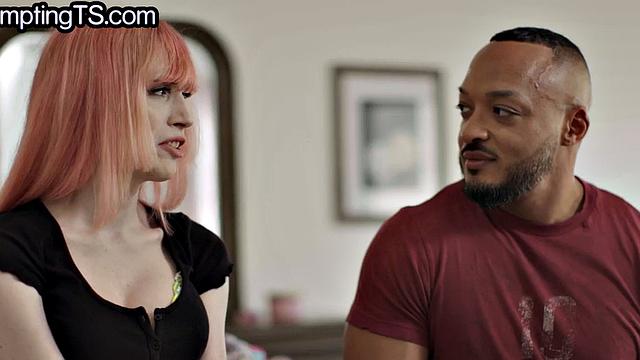 Colored hair TS in black stockings assnailed in IR sex