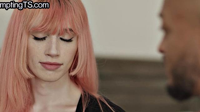 Colored hair TS in black stockings assnailed in IR sex