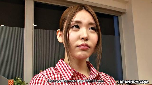 Mio Ozora convinced to make a porn video at work