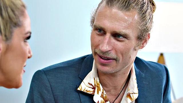 Busty oiled MILF fucked in threesome WAM massage