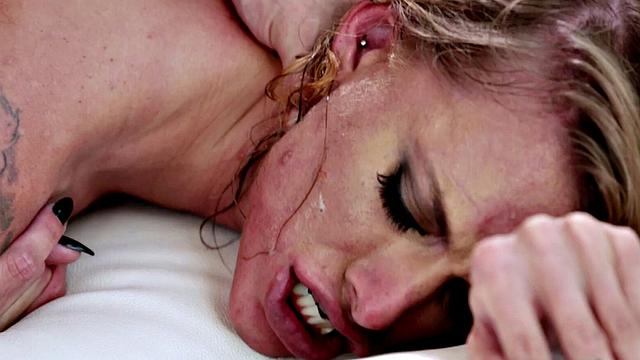 Big-boobed tattooed babe deepthroating while anal drilled