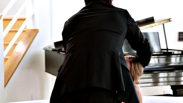 Big-boobed tattooed babe deepthroating while anal drilled