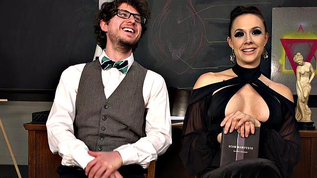 College domina pussylicked by sub while reading