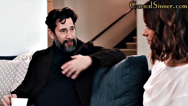 Stunning babe banged by DILF