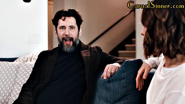 Stunning babe banged by DILF