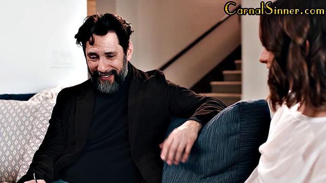 Stunning babe banged by DILF