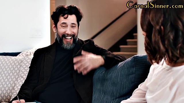 Stunning babe banged by DILF