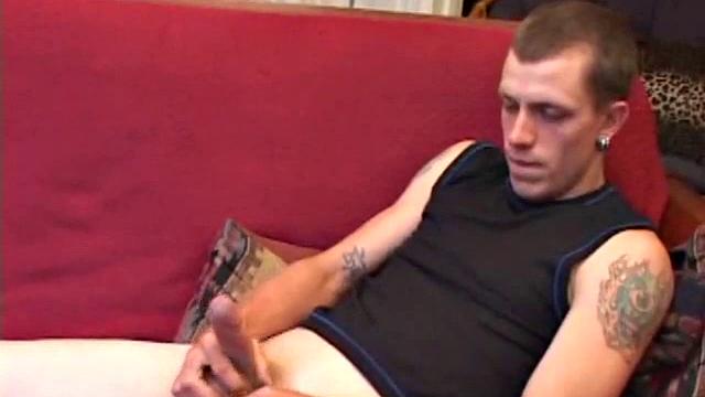 Proud of his rigid cock, Shane kicks back and starts stroking. Stimulated by porn video, things get pretty busy, but all cums out in the end.